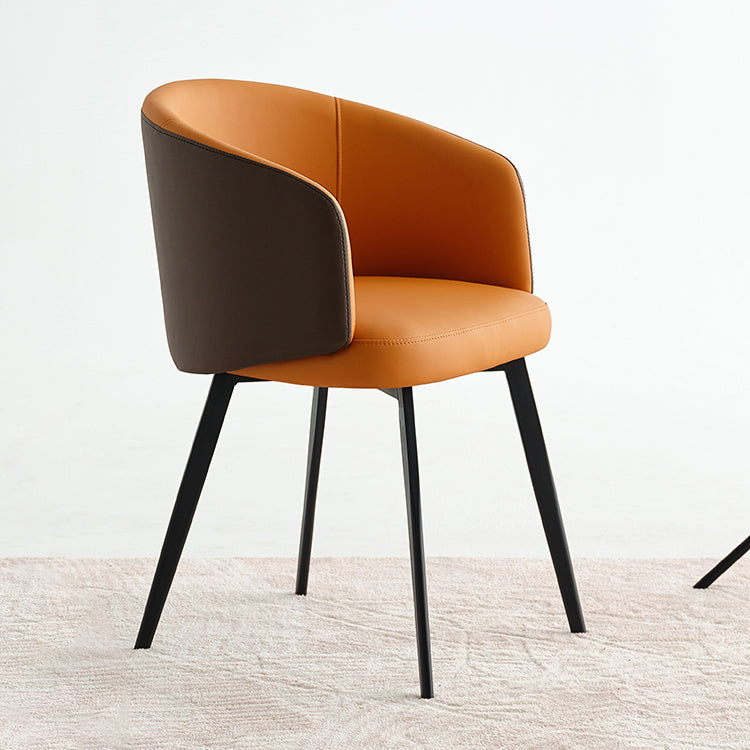 Sillón de cuero contemporáneo con acabado mate, respaldo sólido, silla de comedor