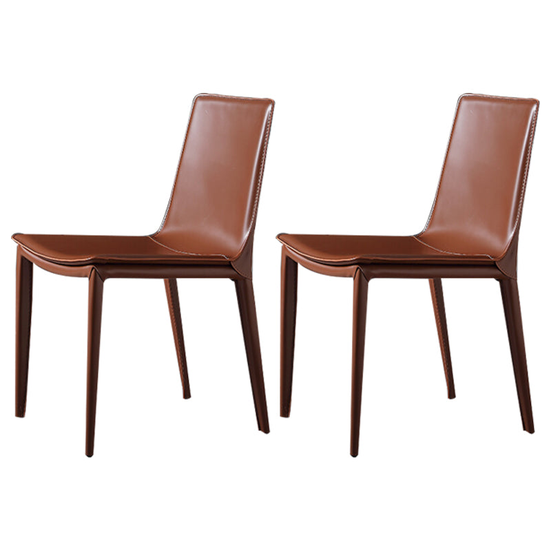 Designer Style Leather Restaurant zijstoel Solid Back Dining Chair (set van 2)