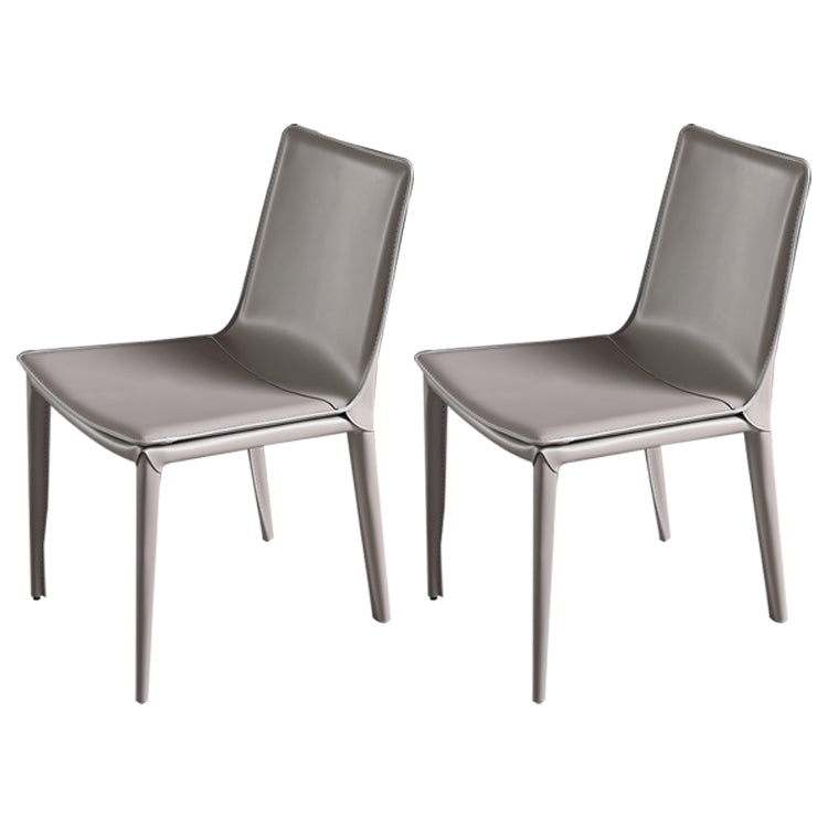 Designer Style Leather Restaurant zijstoel Solid Back Dining Chair (set van 2)