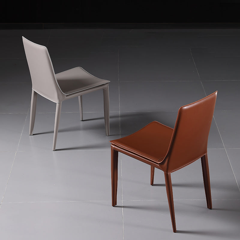 Designer Style Leather Restaurant zijstoel Solid Back Dining Chair (set van 2)