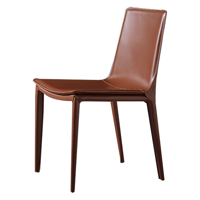 Designer Style Leather Restaurant zijstoel Solid Back Dining Chair (set van 2)