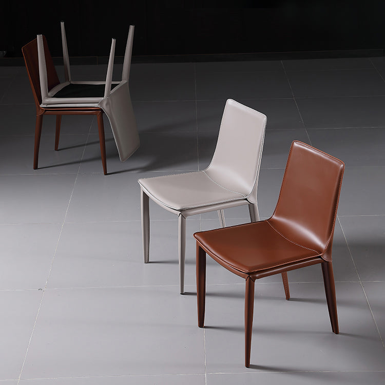 Designer Style Leather Restaurant zijstoel Solid Back Dining Chair (set van 2)