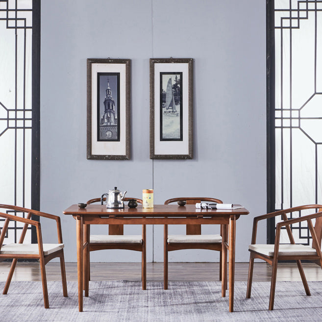 Silla de comedor de madera para el hogar tradicional, silla lateral de comedor con respaldo abierto y brazo