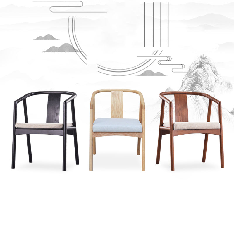 Silla de comedor de madera para el hogar tradicional, silla lateral de comedor con respaldo abierto y brazo