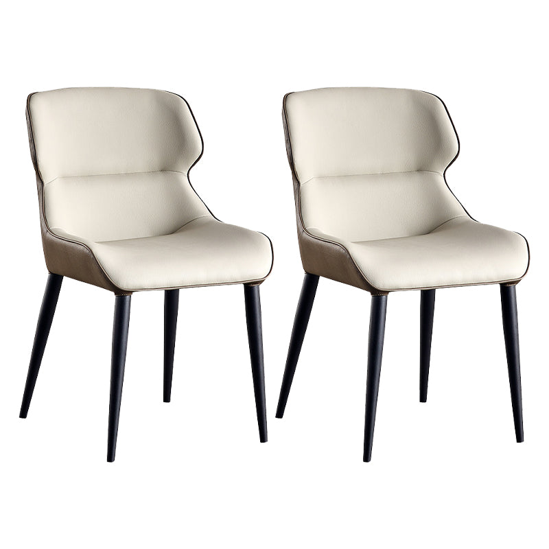 Contemporary Conference Room Wingback Side Chair Orange Leather Dining Chair