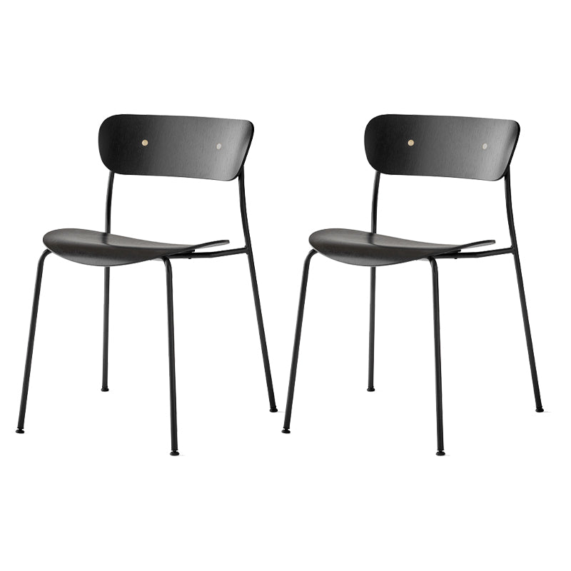 Magasin de thé au lait moderne, chaise latérale à dossier ouvert, chaise de salle à manger en bois avec pieds noirs