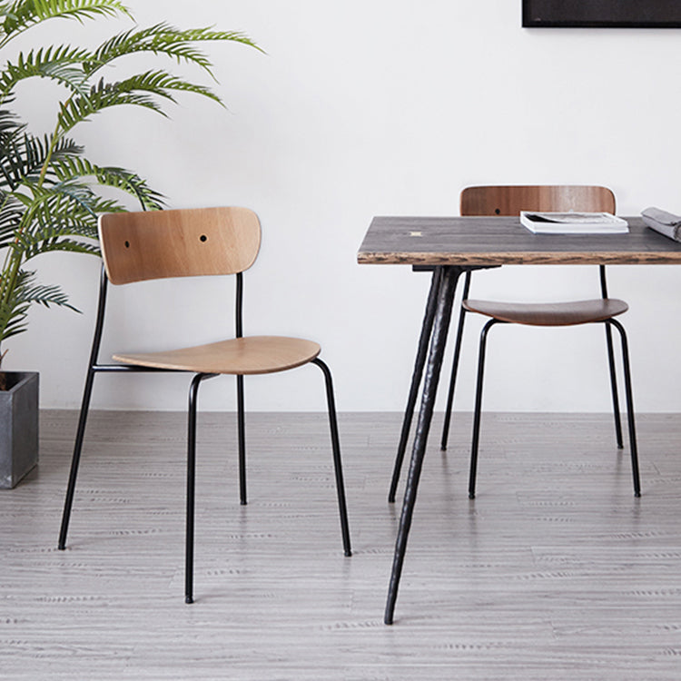 Magasin de thé au lait moderne, chaise latérale à dossier ouvert, chaise de salle à manger en bois avec pieds noirs