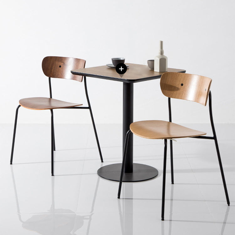 Magasin de thé au lait moderne, chaise latérale à dossier ouvert, chaise de salle à manger en bois avec pieds noirs