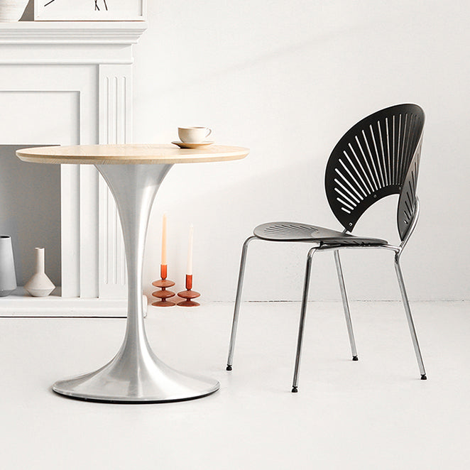 Chaise moderne en métal d'intérieur et d'extérieur, empilable, sans accoudoirs, à dossier ouvert, pour salle à manger