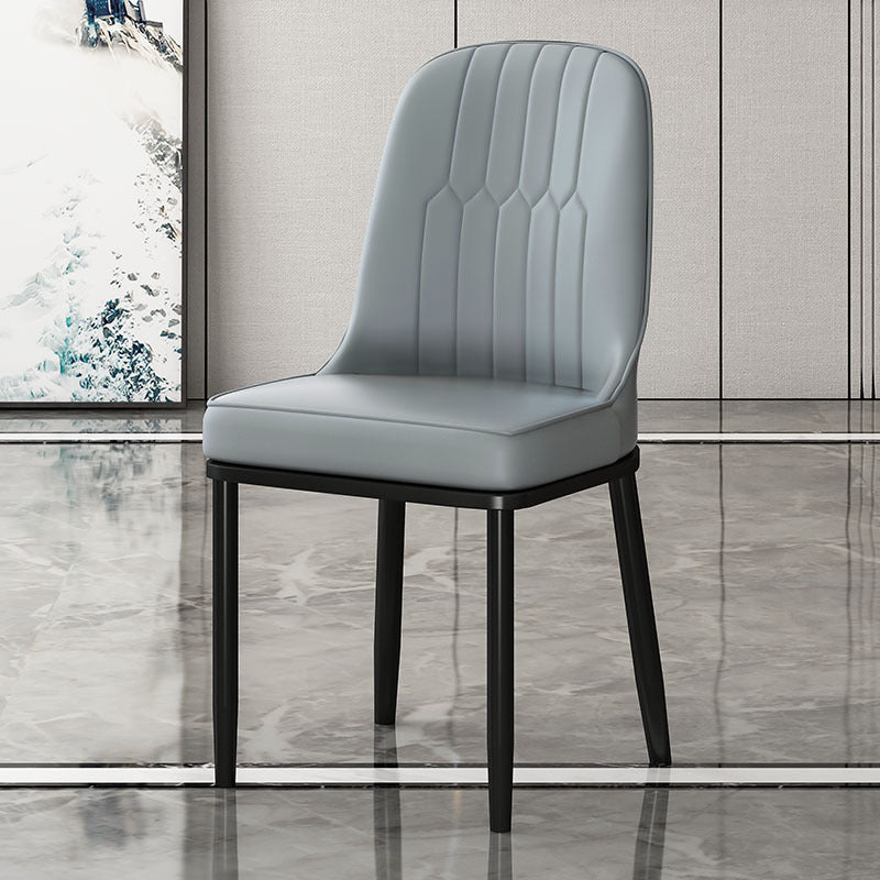 Chaise d'intérieur scandinave avec dossier Parsons rembourré en métal, chaise de salle à manger