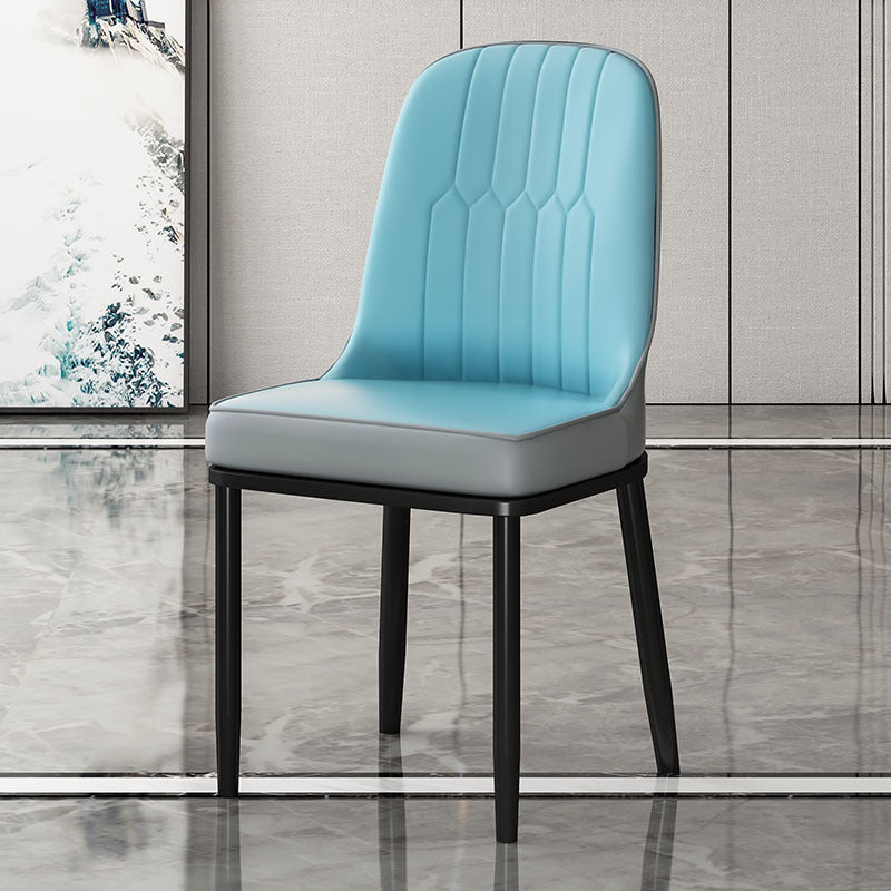 Chaise d'intérieur scandinave avec dossier Parsons rembourré en métal, chaise de salle à manger