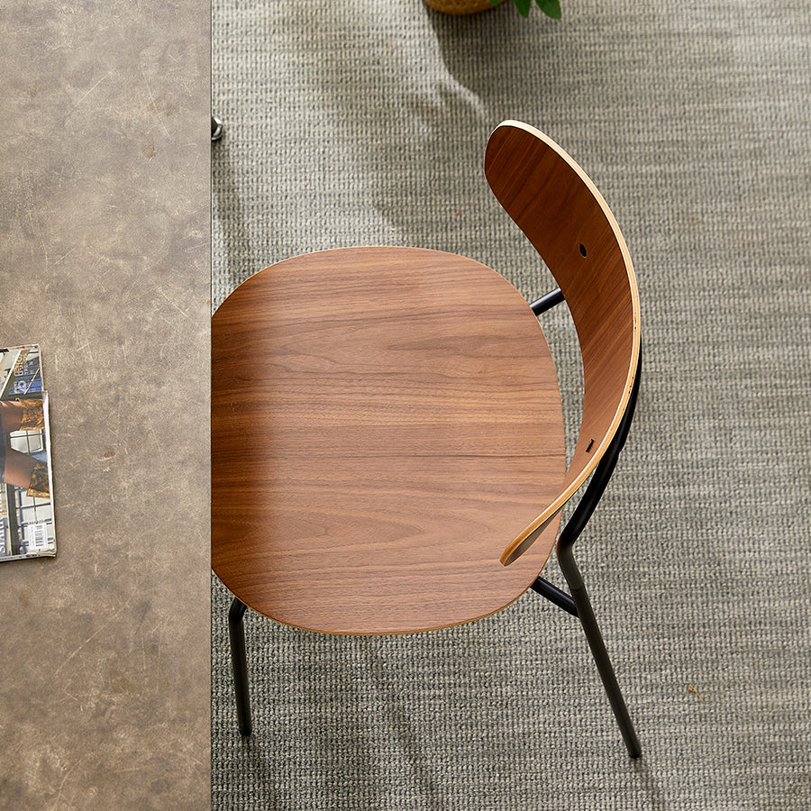 Silla de comedor interior y exterior moderna de metal, silla lateral de comedor con respaldo abierto sin brazos