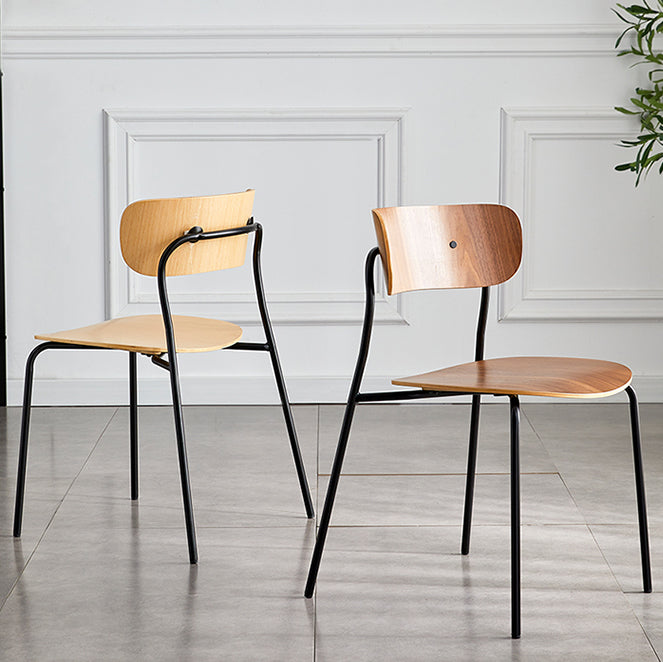 Silla de comedor interior y exterior moderna de metal, silla lateral de comedor con respaldo abierto sin brazos
