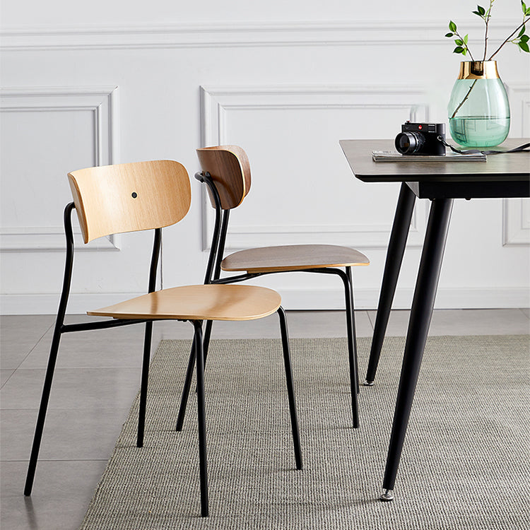 Silla de comedor interior y exterior moderna de metal, silla lateral de comedor con respaldo abierto sin brazos