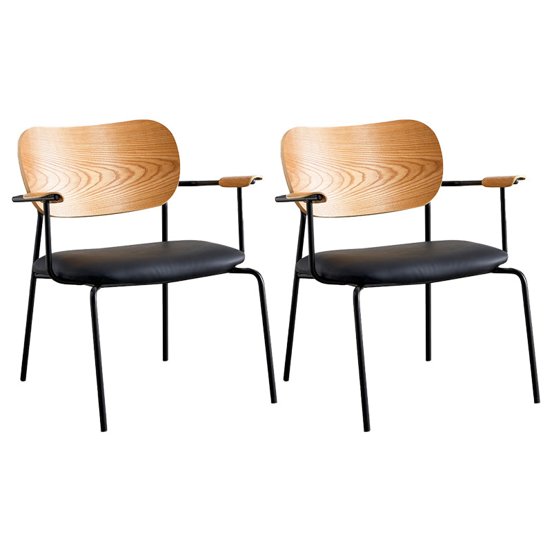 Silla moderna para interiores y exteriores, silla auxiliar de comedor con respaldo abierto de metal y brazo