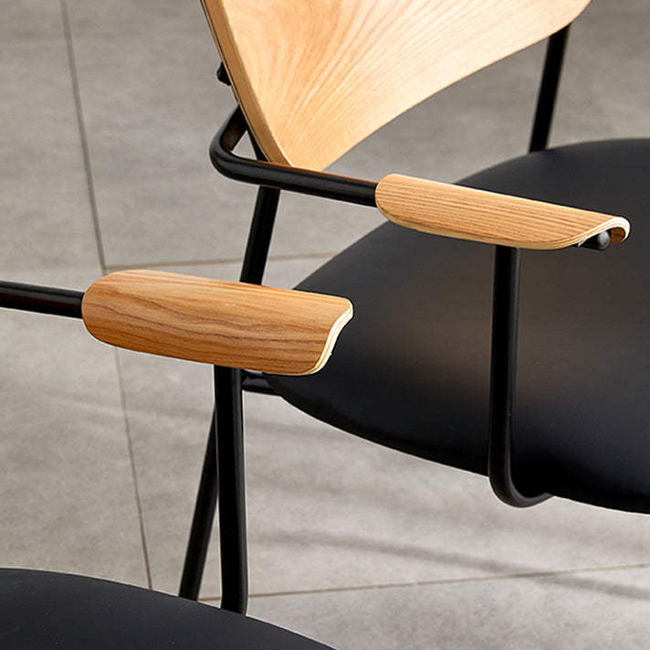 Silla moderna para interiores y exteriores, silla auxiliar de comedor con respaldo abierto de metal y brazo