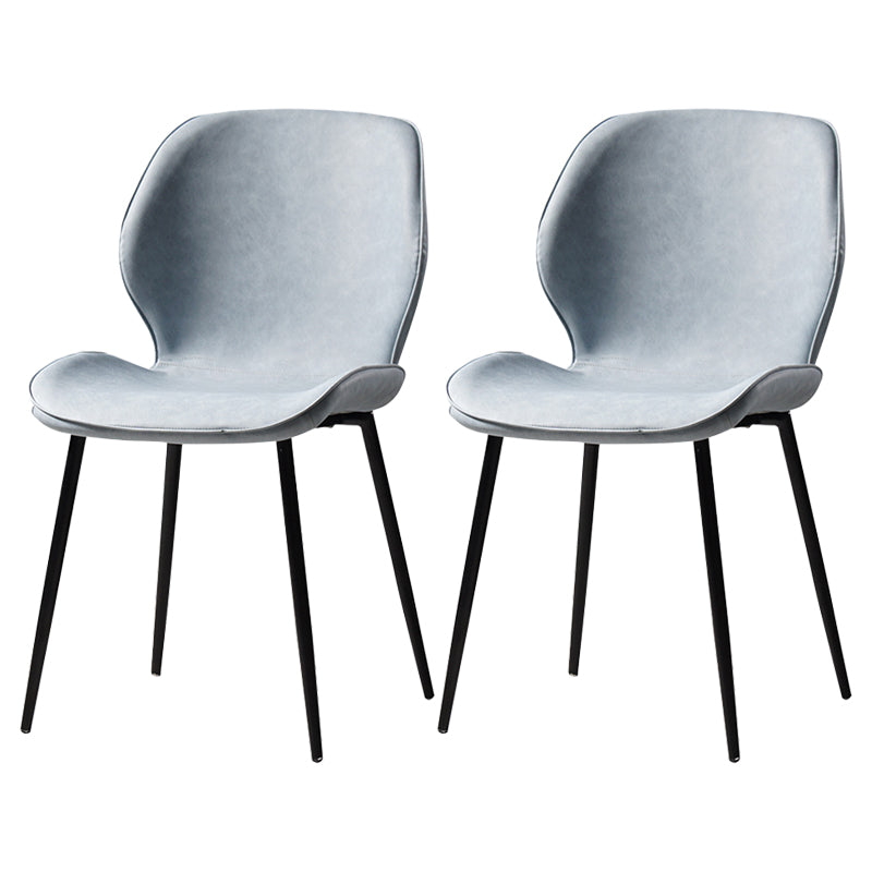 Silla lateral interior contemporánea tapizada Wingback Silla de comedor de metal