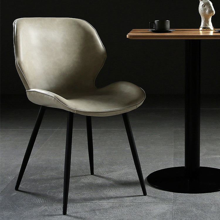 Silla lateral interior contemporánea tapizada Wingback Silla de comedor de metal
