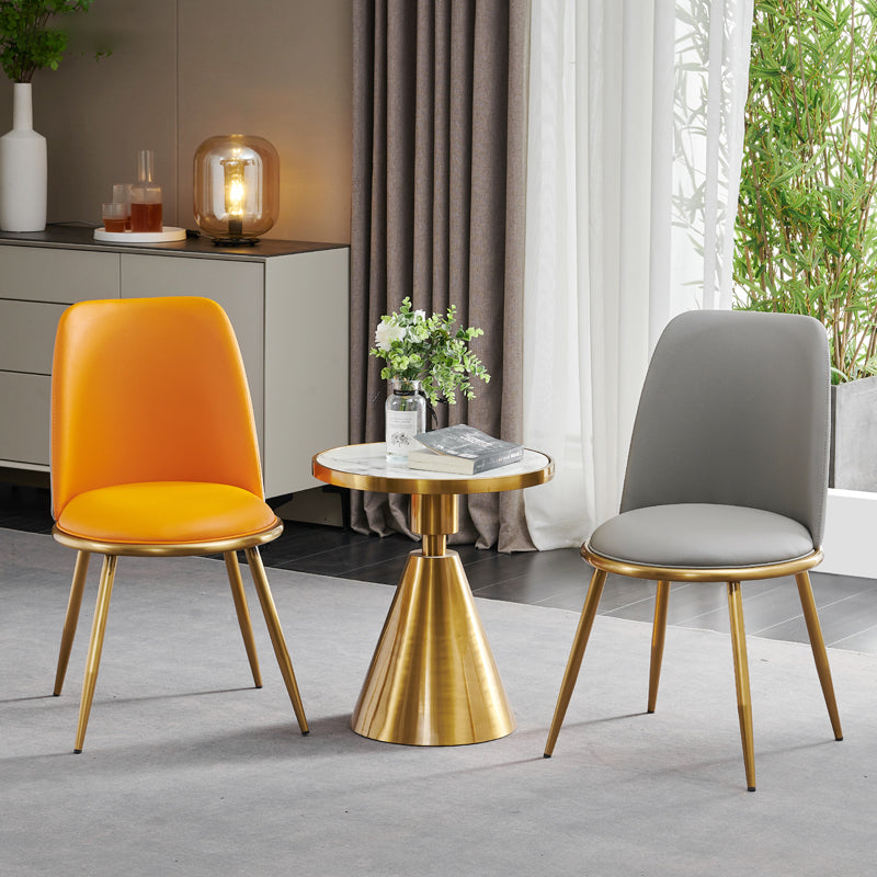 Glam faux lederen eetkamerstoel armloze metalen eetkamerstoelen voor thuisgebruik
