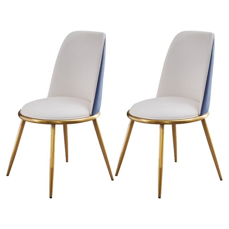 Glam faux lederen eetkamerstoel armloze metalen eetkamerstoelen voor thuisgebruik