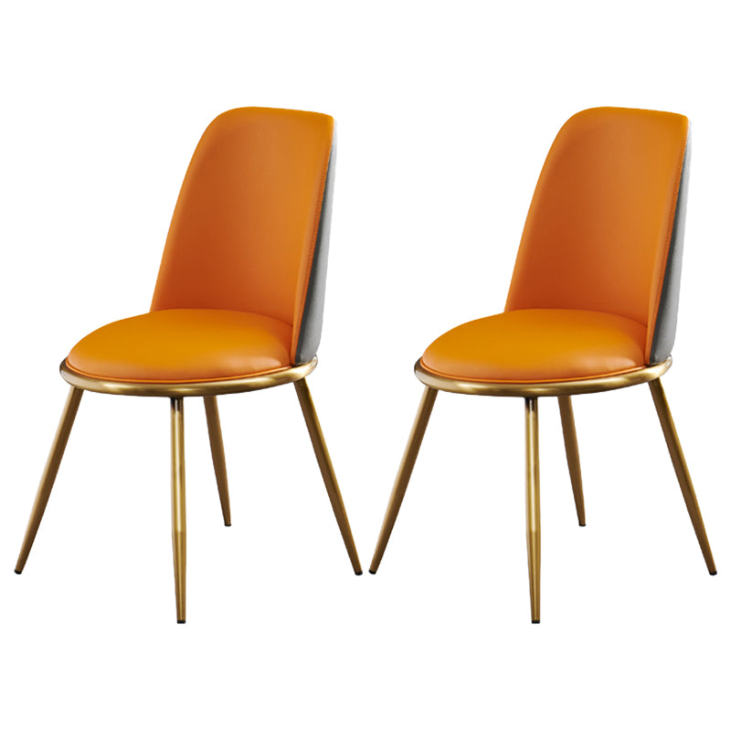 Glam faux lederen eetkamerstoel armloze metalen eetkamerstoelen voor thuisgebruik