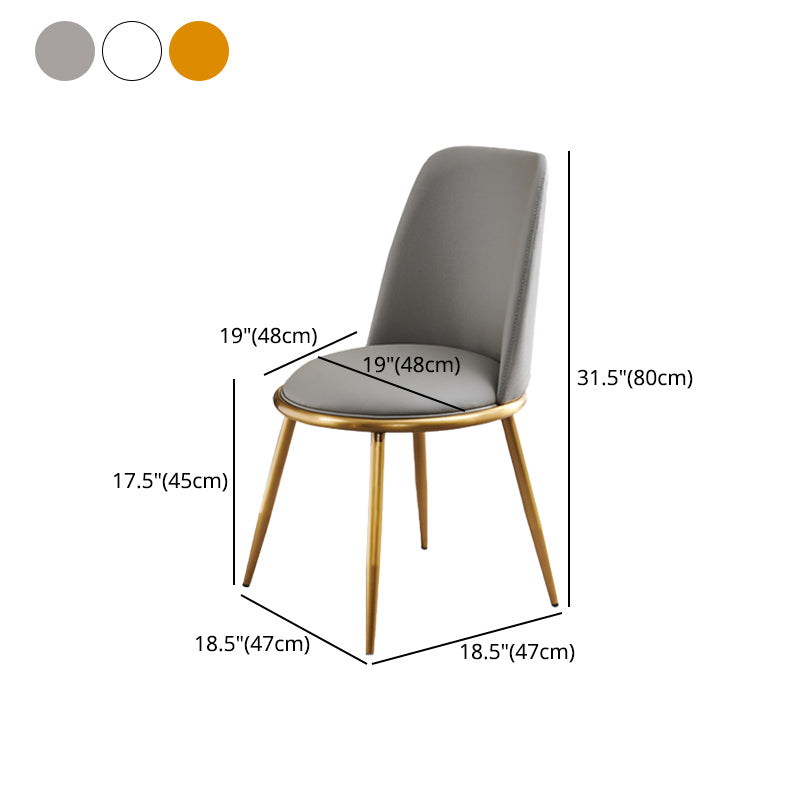 Glam faux lederen eetkamerstoel armloze metalen eetkamerstoelen voor thuisgebruik