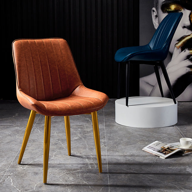 Eigentijdse stijl eetstoelen armloze zijstoel voor keuken met metalen benen