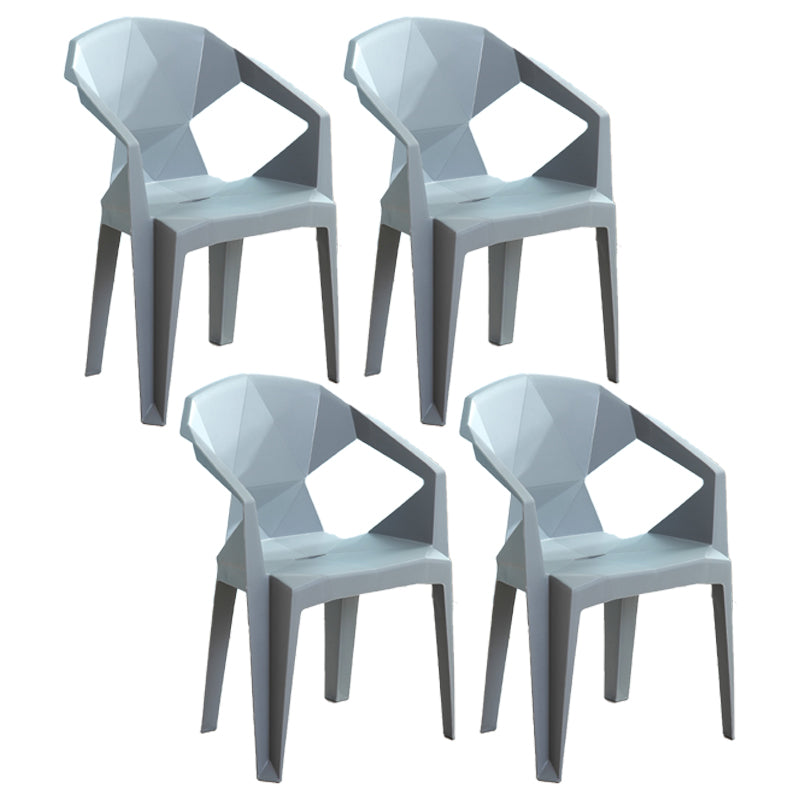 Silla de comedor de plástico de estilo contemporáneo, sillas laterales apilables con brazo de comedor para cocina