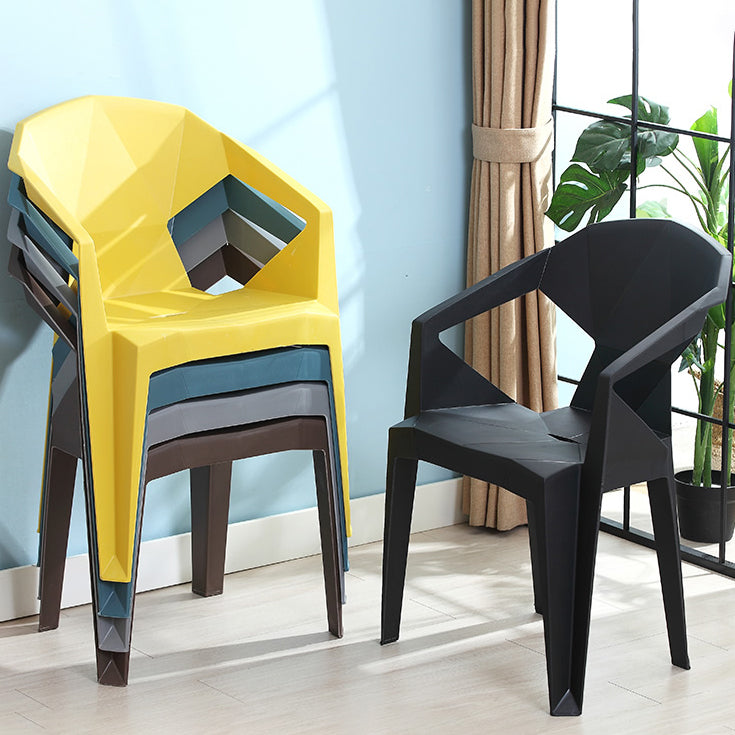 Silla de comedor de plástico de estilo contemporáneo, sillas laterales apilables con brazo de comedor para cocina