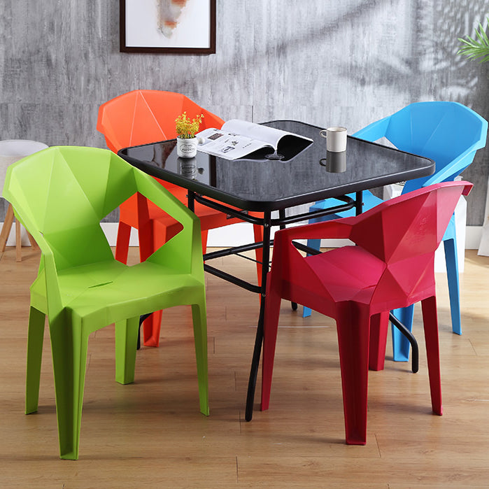 Silla de comedor de plástico de estilo contemporáneo, sillas laterales apilables con brazo de comedor para cocina