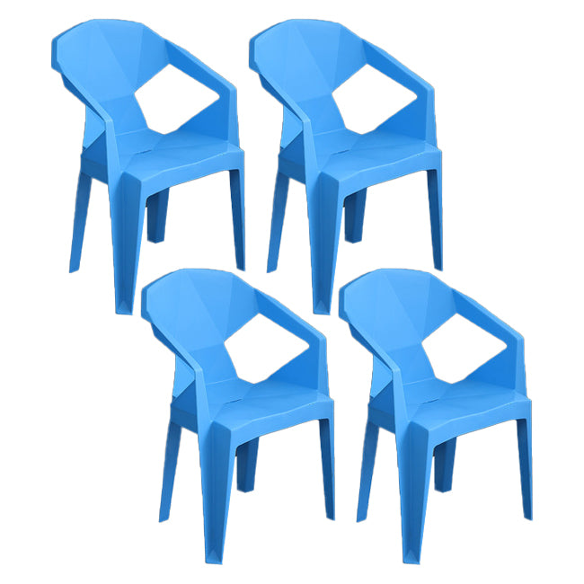 Silla de comedor de plástico de estilo contemporáneo, sillas laterales apilables con brazo de comedor para cocina