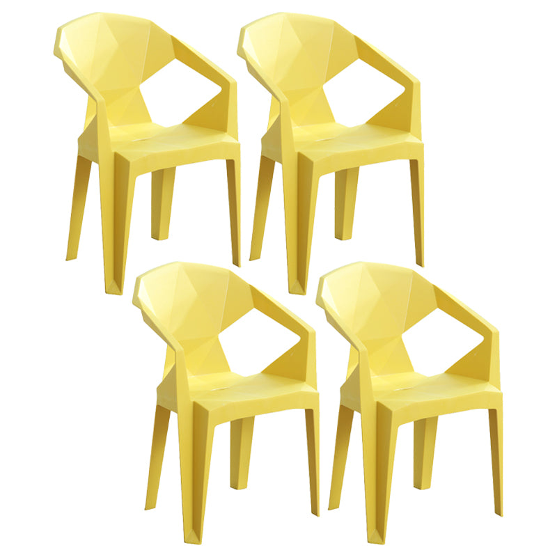 Silla de comedor de plástico de estilo contemporáneo, sillas laterales apilables con brazo de comedor para cocina