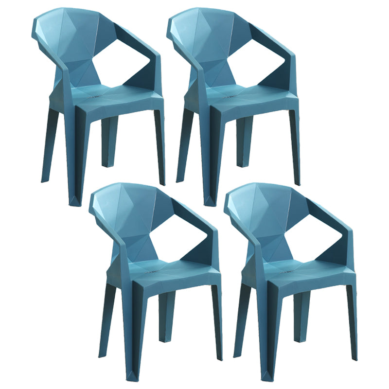 Silla de comedor de plástico de estilo contemporáneo, sillas laterales apilables con brazo de comedor para cocina