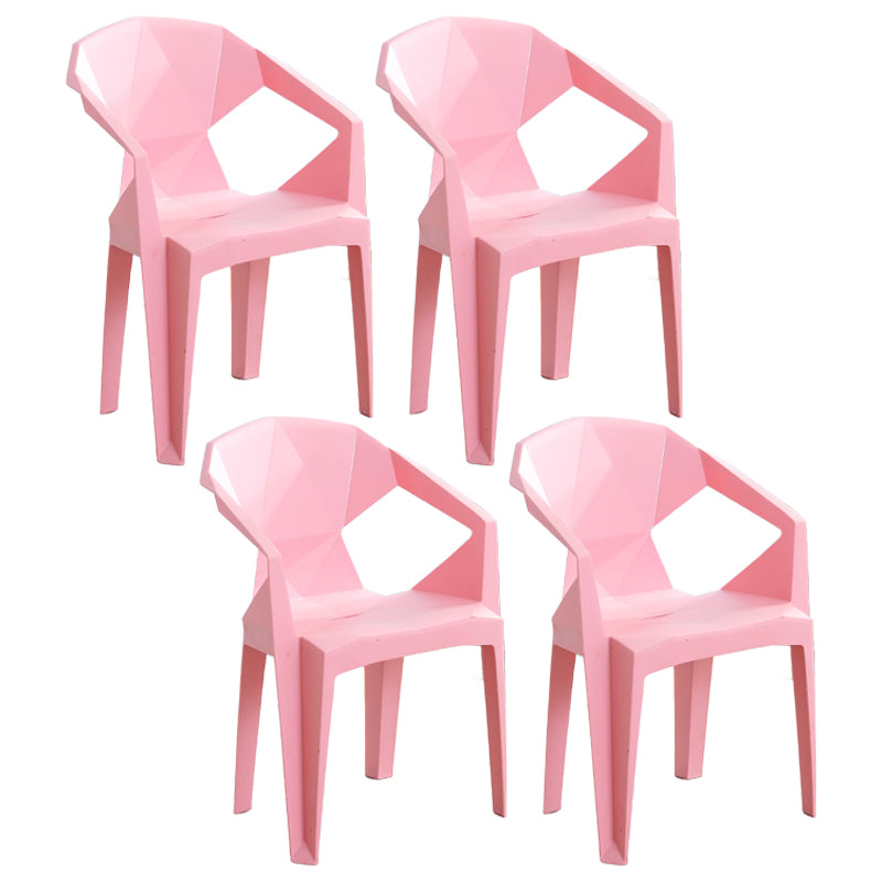 Silla de comedor de plástico de estilo contemporáneo, sillas laterales apilables con brazo de comedor para cocina