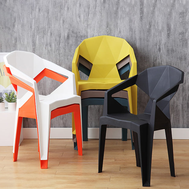 Silla de comedor de plástico de estilo contemporáneo, sillas laterales apilables con brazo de comedor para cocina