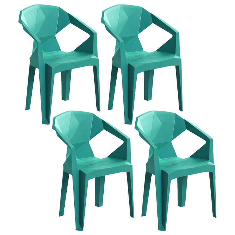 Silla de comedor de plástico de estilo contemporáneo, sillas laterales apilables con brazo de comedor para cocina