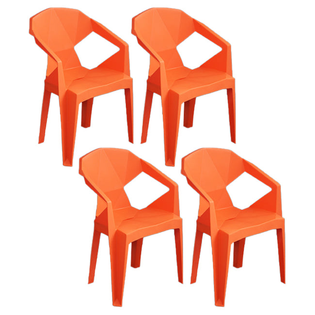Silla de comedor de plástico de estilo contemporáneo, sillas laterales apilables con brazo de comedor para cocina