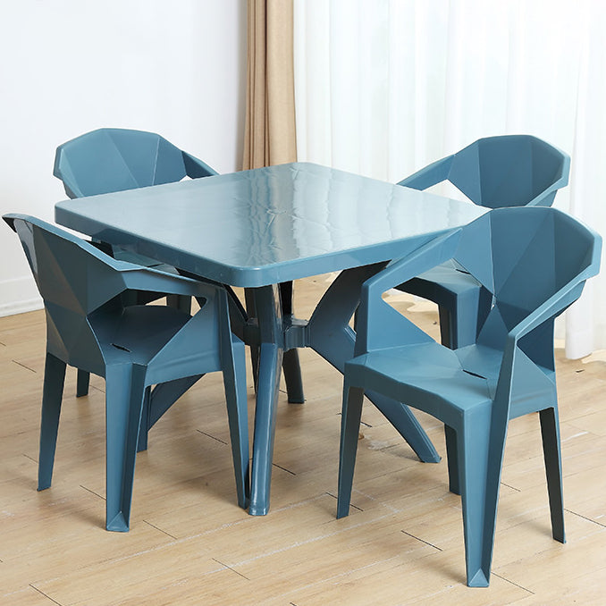 Silla de comedor de plástico de estilo contemporáneo, sillas laterales apilables con brazo de comedor para cocina