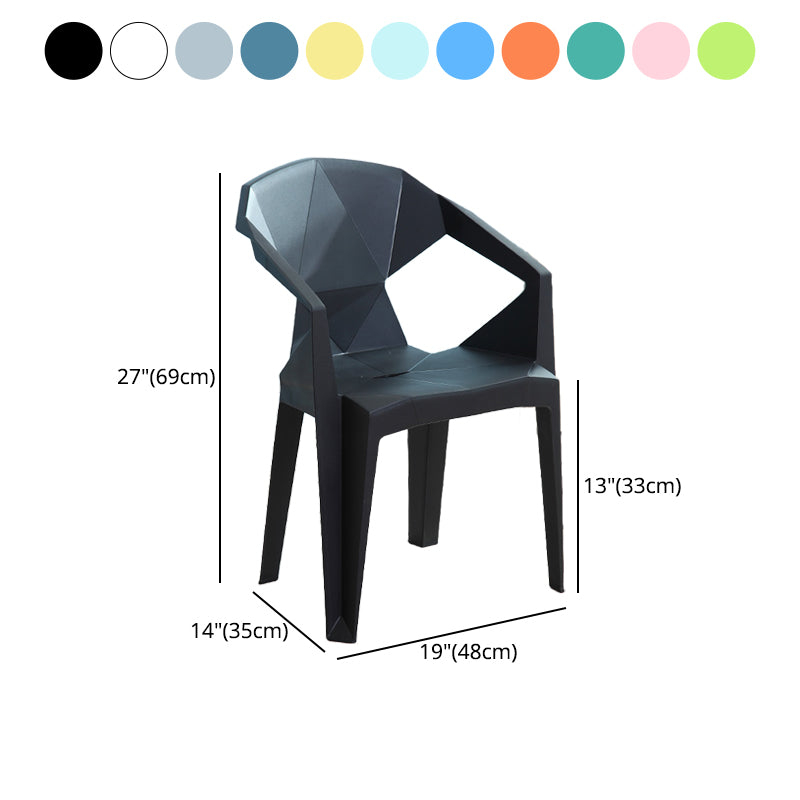 Silla de comedor de plástico de estilo contemporáneo, sillas laterales apilables con brazo de comedor para cocina