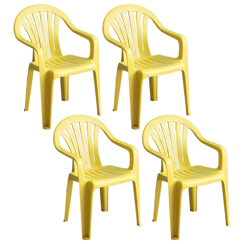 Silla de comedor de plástico de estilo contemporáneo, silla lateral apilable con brazo de comedor para cocina