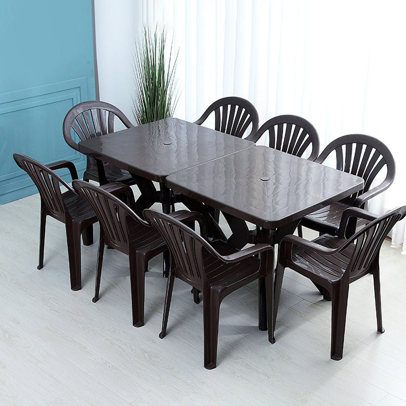 Silla de comedor de plástico de estilo contemporáneo, silla lateral apilable con brazo de comedor para cocina