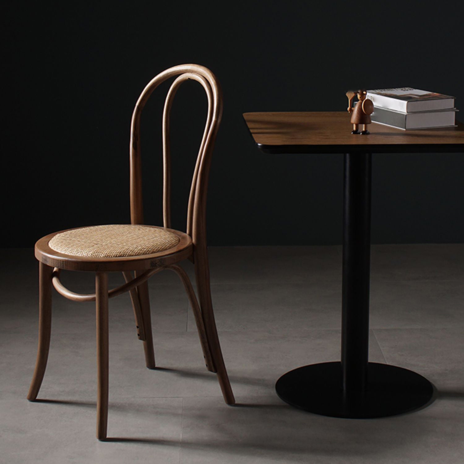 Silla de comedor de estilo tradicional, silla lateral de comedor con respaldo Windsor de cocina de madera de ratán