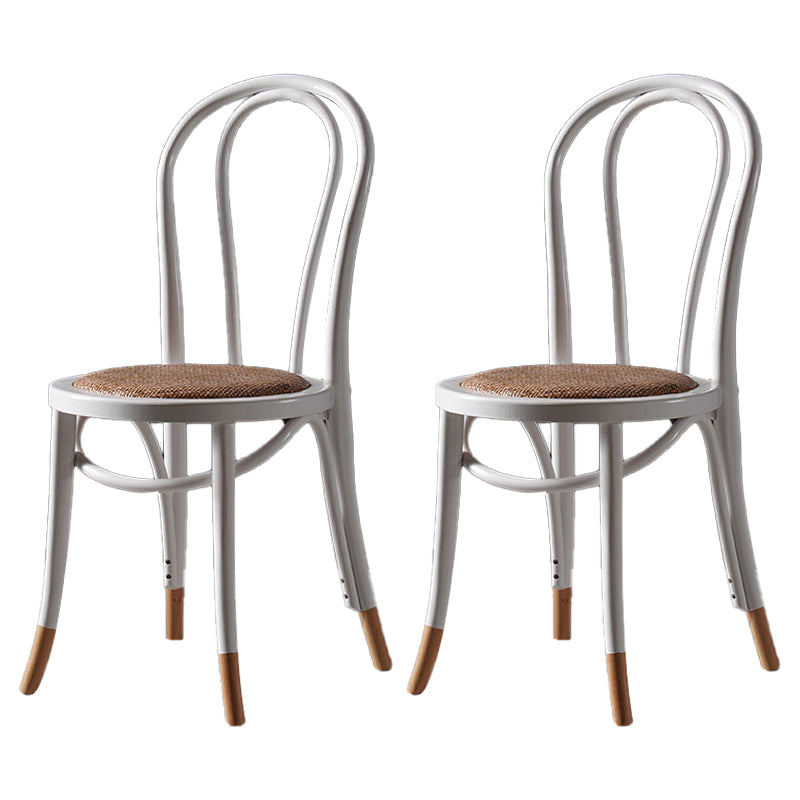 Silla de comedor de estilo tradicional, silla lateral de comedor con respaldo Windsor de cocina de madera de ratán