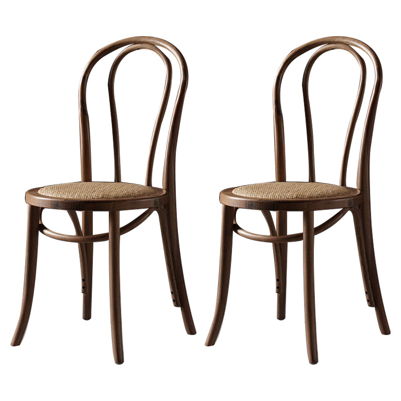 Silla de comedor de estilo tradicional, silla lateral de comedor con respaldo Windsor de cocina de madera de ratán