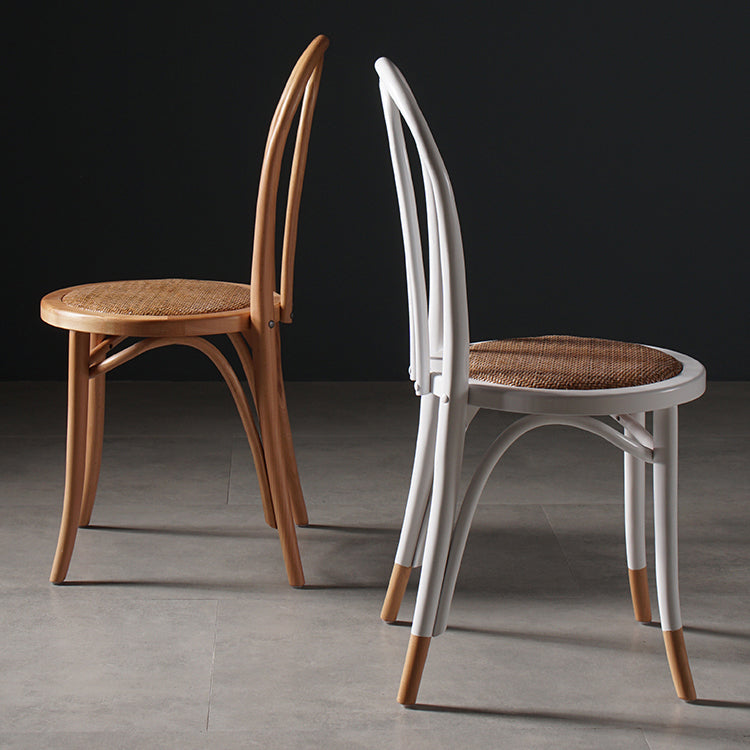 Silla de comedor de estilo tradicional, silla lateral de comedor con respaldo Windsor de cocina de madera de ratán