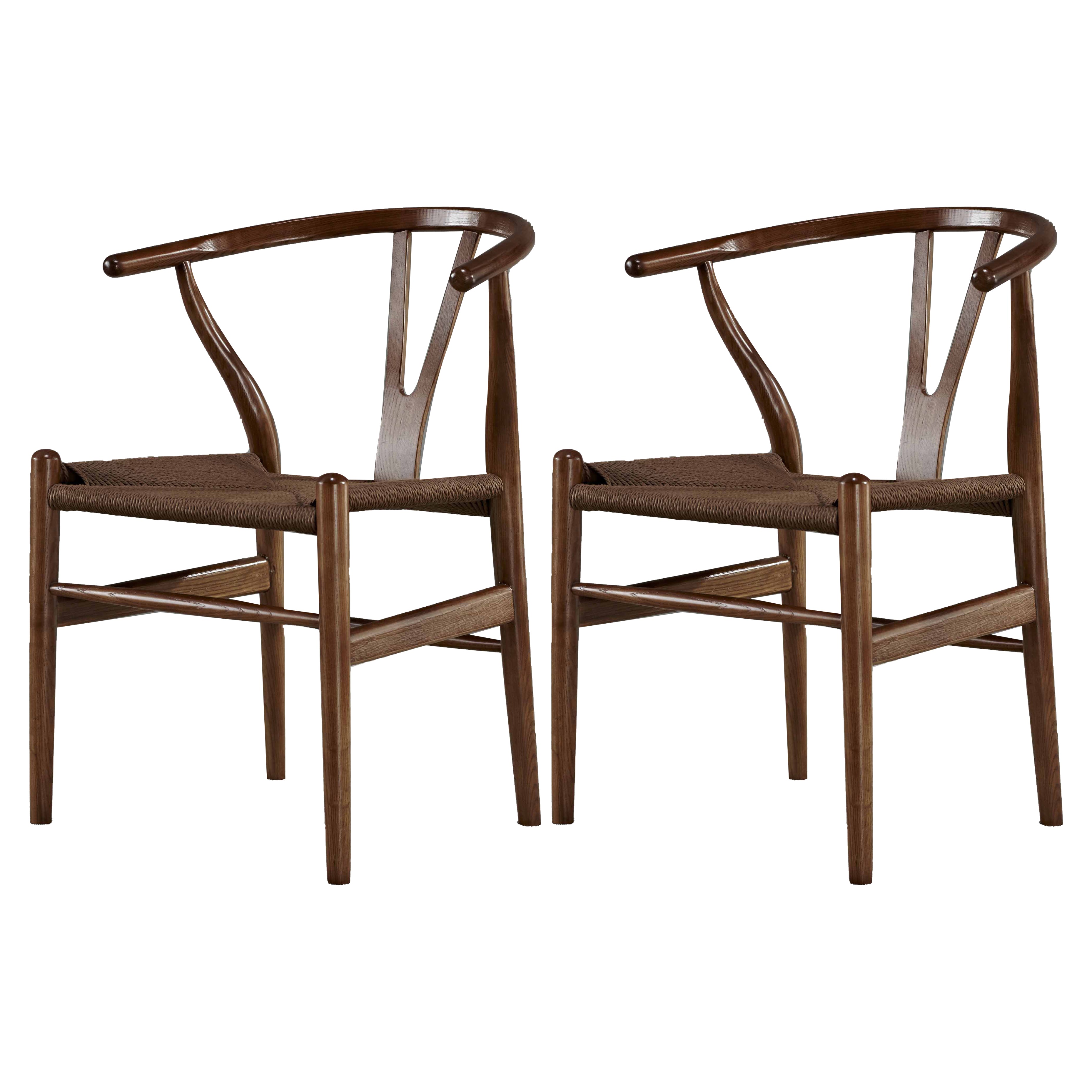 Sillas de comedor con brazo de estilo tradicional Sillones de comedor de madera de Wishbone de fresno
