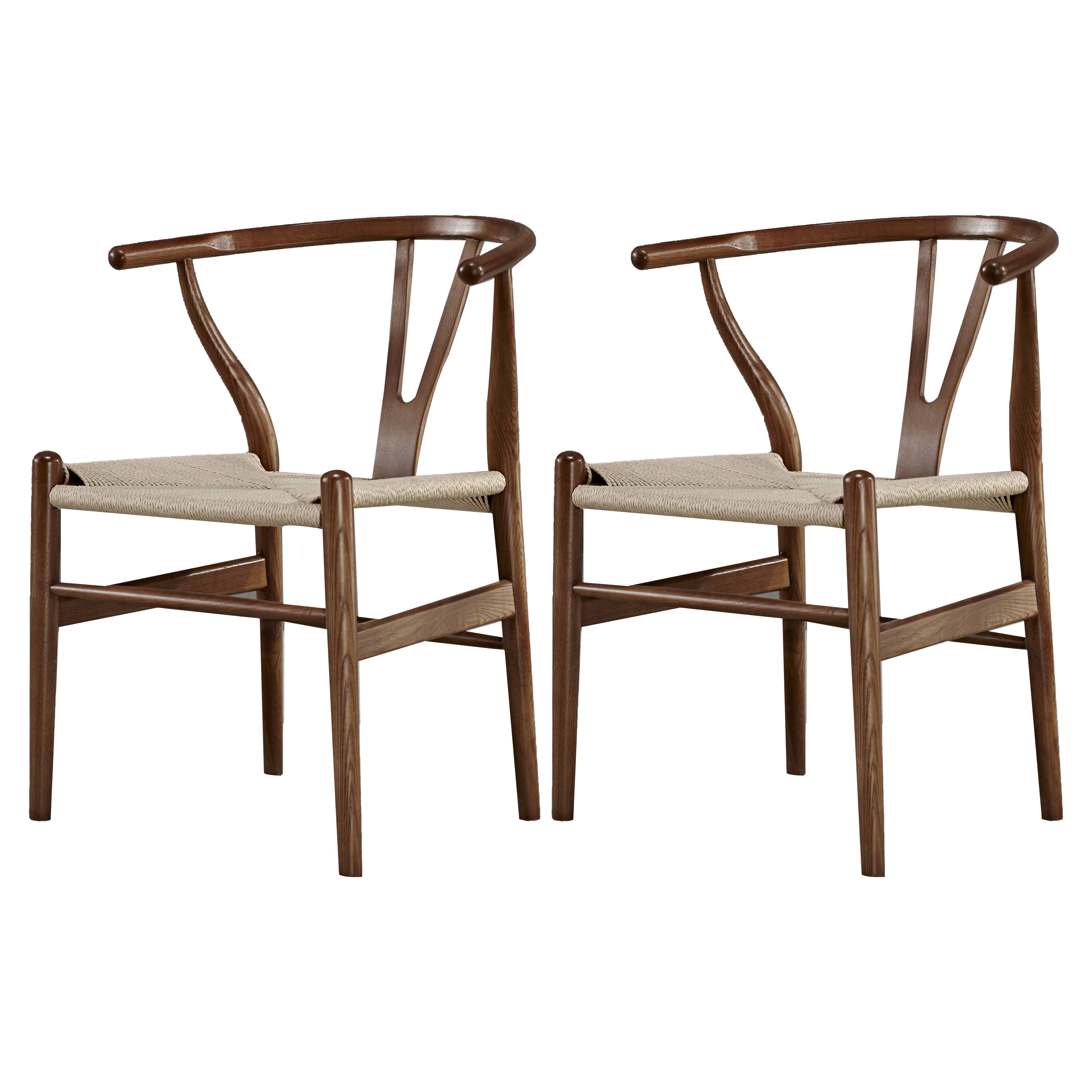Sillas de comedor con brazo de estilo tradicional Sillones de comedor de madera de Wishbone de fresno