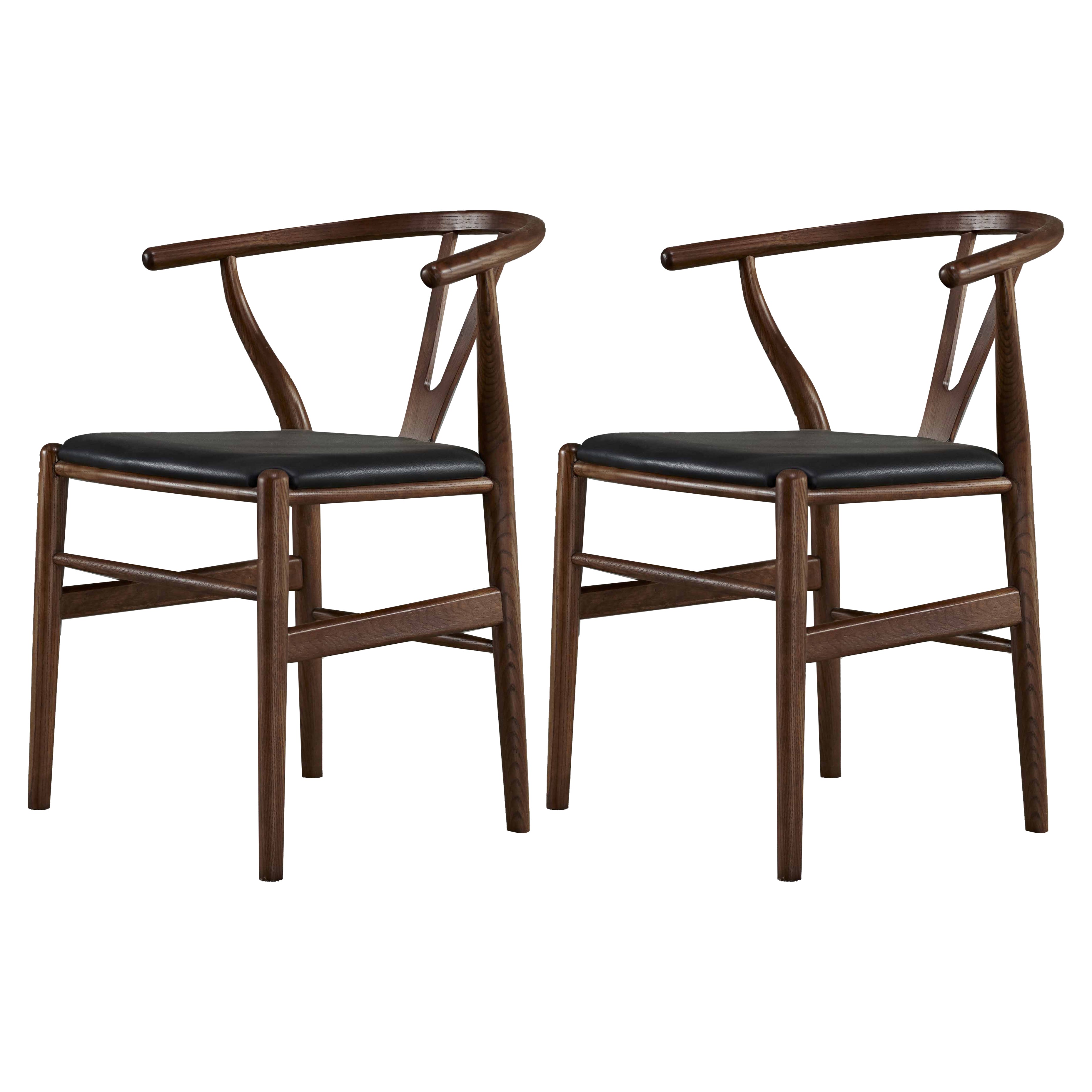 Sillas de comedor con brazo de estilo tradicional Sillones de comedor de madera de Wishbone de fresno