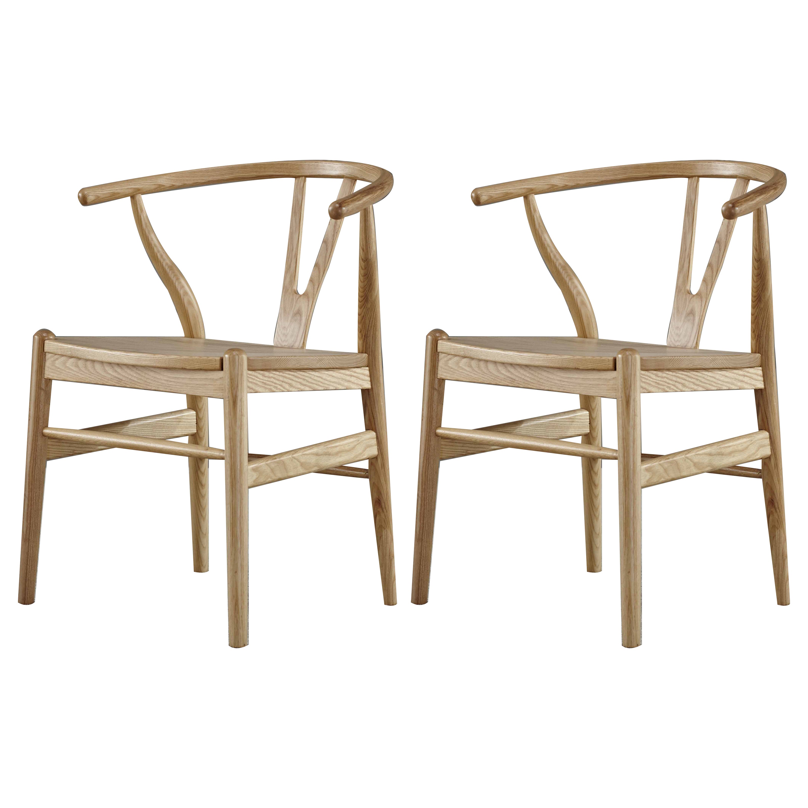 Sillas de comedor con brazo de estilo tradicional Sillones de comedor de madera de Wishbone de fresno