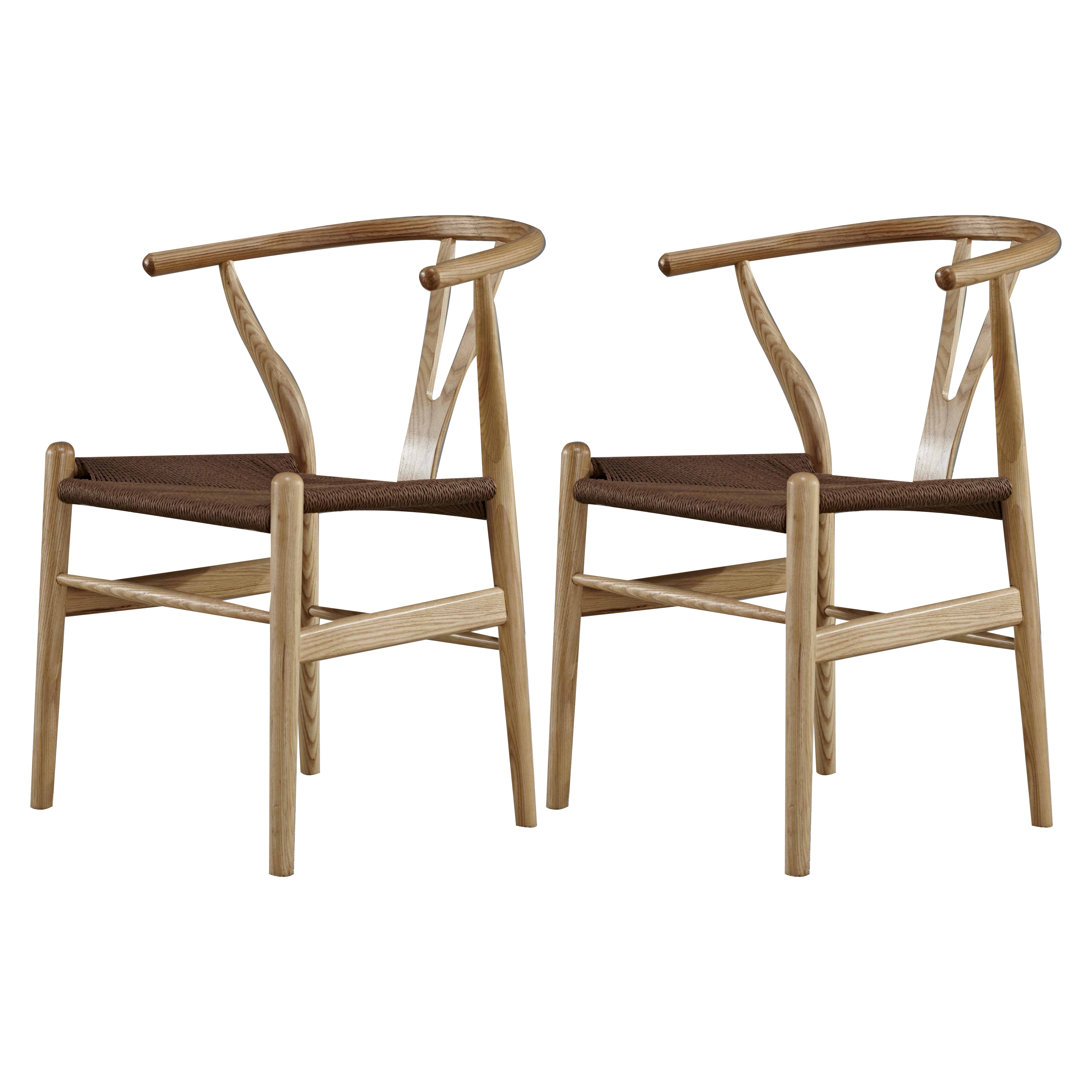 Sillas de comedor con brazo de estilo tradicional Sillones de comedor de madera de Wishbone de fresno